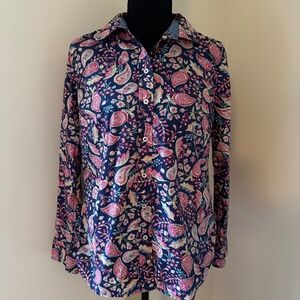 **TALBOTS* Multicolor Paisley Pattern Long Sleeve Button Down Top Size Size S